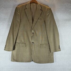 Lyle & Scott Scotland‎ Men's 42L  Premium Wool Silk Blend Brown Plaid Blazer
